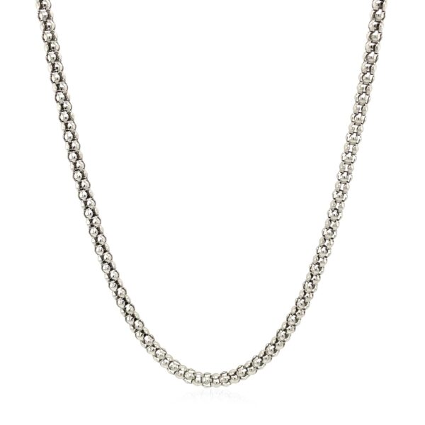 Rhodium Plated 2.5mm Sterling Silver Popcorn Style Chain (2.50 mm) - Image 2