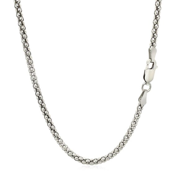 Rhodium Plated 2.5mm Sterling Silver Popcorn Style Chain (2.50 mm) - Image 3