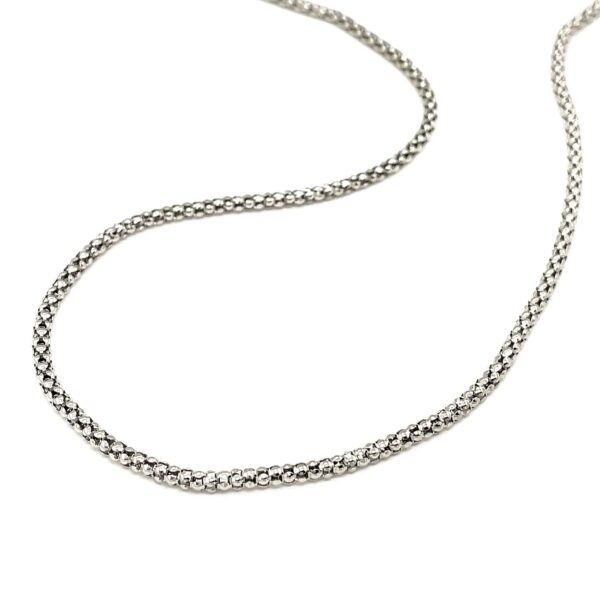 Rhodium Plated 2.5mm Sterling Silver Popcorn Style Chain (2.50 mm) - Image 4