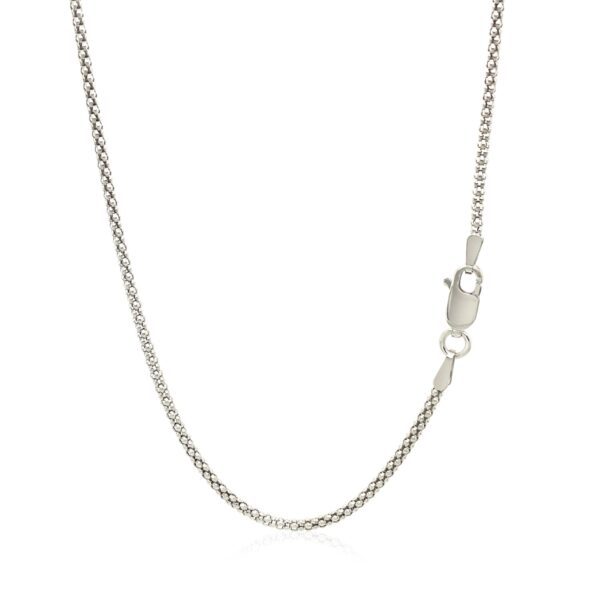 Rhodium Plated 1.8mm Sterling Silver Popcorn Style Chain (1.80 mm) - Image 3