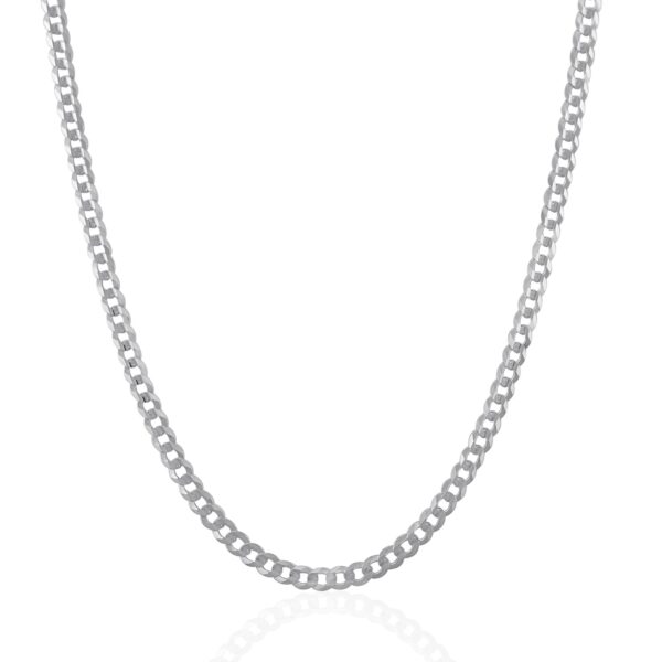 14k White Gold Solid Curb Chain (3.60 mm) - Image 2