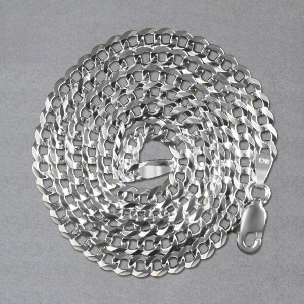 14k White Gold Solid Curb Chain (3.60 mm) - Image 5