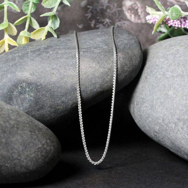 14k White Gold Round Wheat Chain (1.2 mm) - Image 5