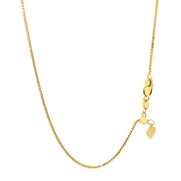 14k Yellow Gold Adjustable Box Chain (1.10 mm) - Image 3