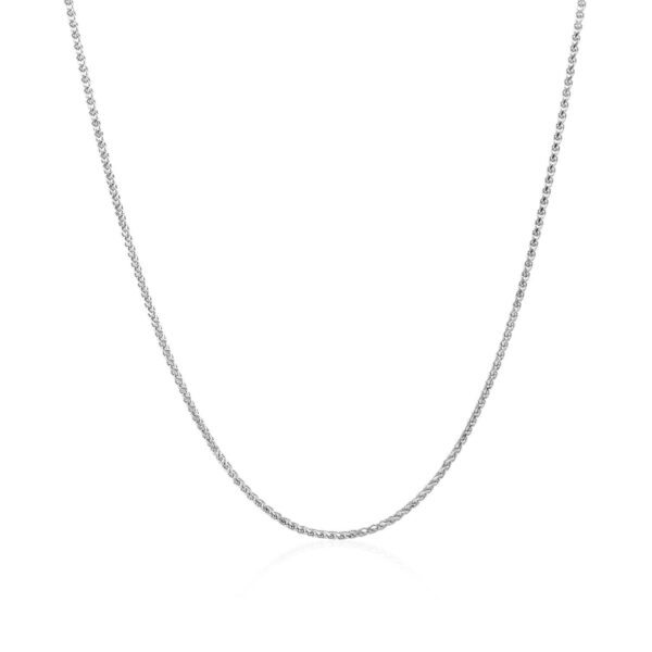14k White Gold Diamond Cut Round Wheat Chain (1.00 mm) - Image 2