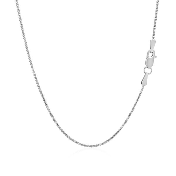 14k White Gold Diamond Cut Round Wheat Chain (1.00 mm) - Image 3