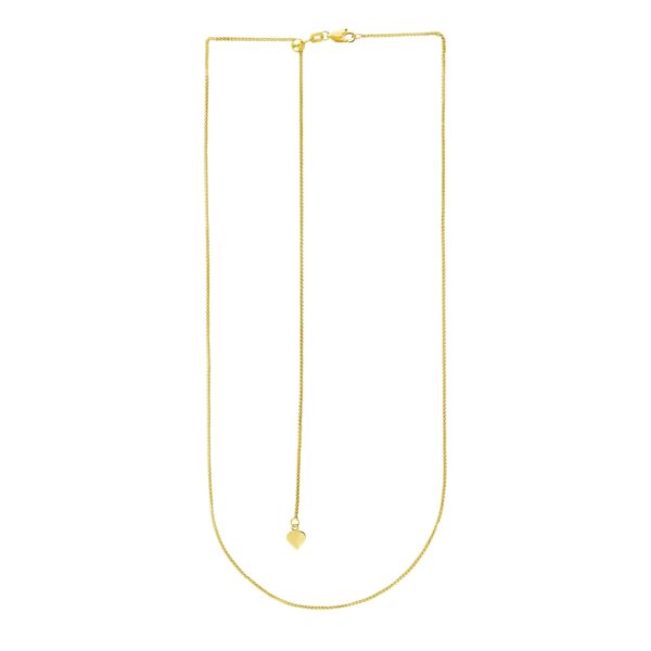 14k Yellow Gold Adjustable Wheat Chain (1.00 mm) - Image 2