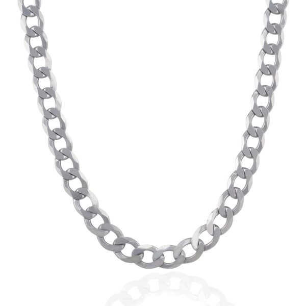 Rhodium Plated Sterling Silver Curb Style Chain (8.40 mm) - Image 2