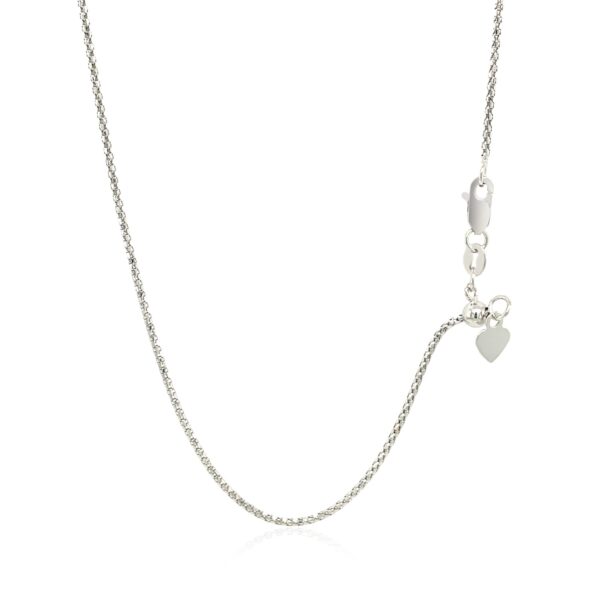 14k White Gold Adjustable Popcorn Chain (1.00 mm) - Image 3