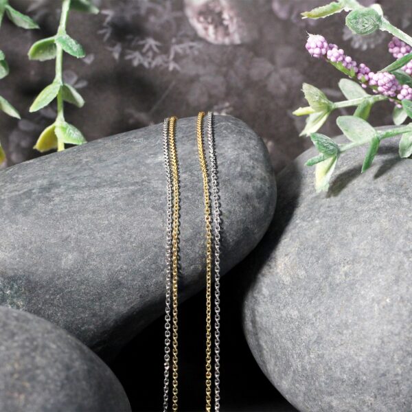 14k TwoTone Double Strand Cable Pendant Chain (1.1 mm) - Image 2