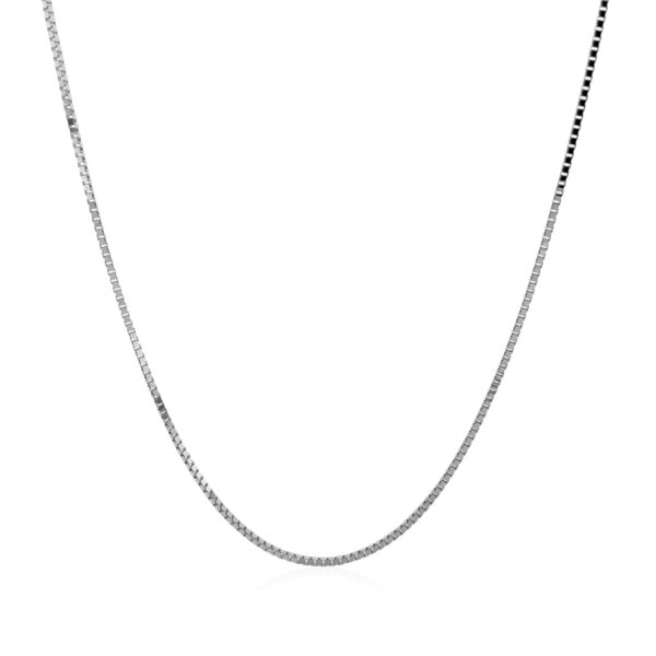 14k White Gold Classic Box Chain (0.75 mm) - Image 2