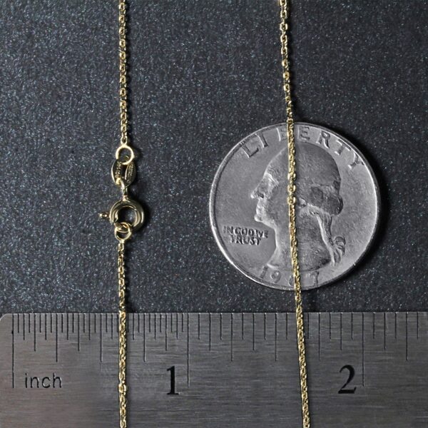 14k Yellow Gold Diamond Cut Cable Link Chain (1.10 mm) - Image 6
