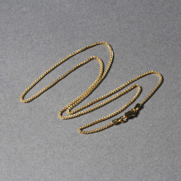 14k Yellow Gold Diamond Cut Round Wheat Chain (1.20 mm) - Image 6