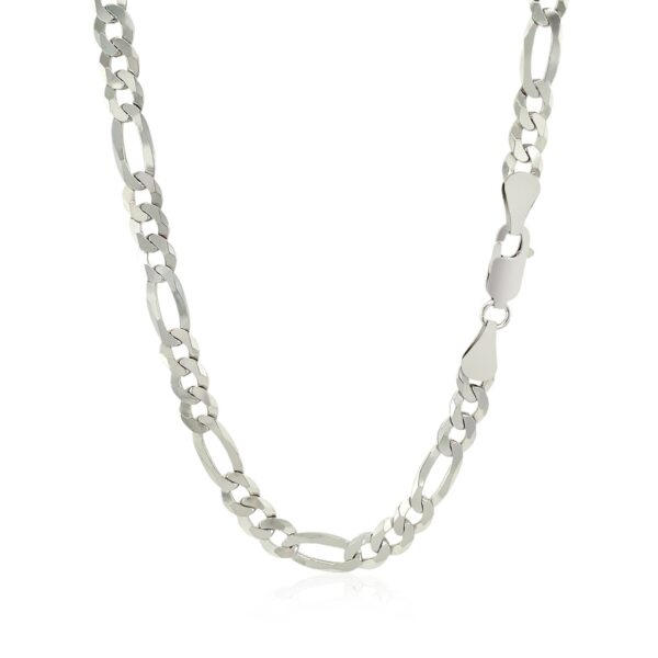 Rhodium Plated Sterling Silver Figaro Style Chain (5.40 mm) - Image 3