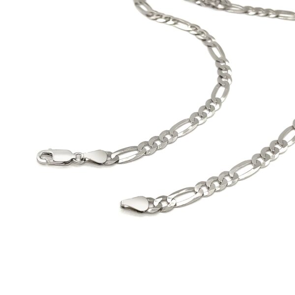 Rhodium Plated Sterling Silver Figaro Style Chain (5.40 mm) - Image 4