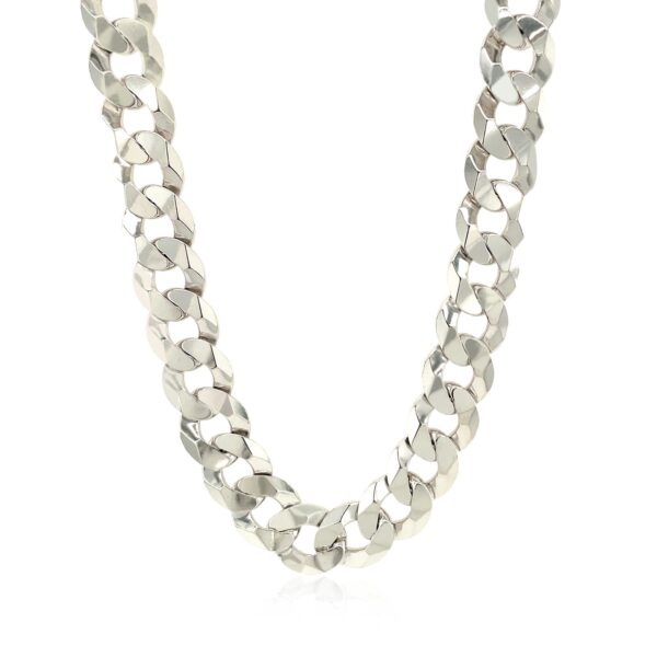 Rhodium Plated Sterling Silver Curb Style Chain (10.20 mm) - Image 2