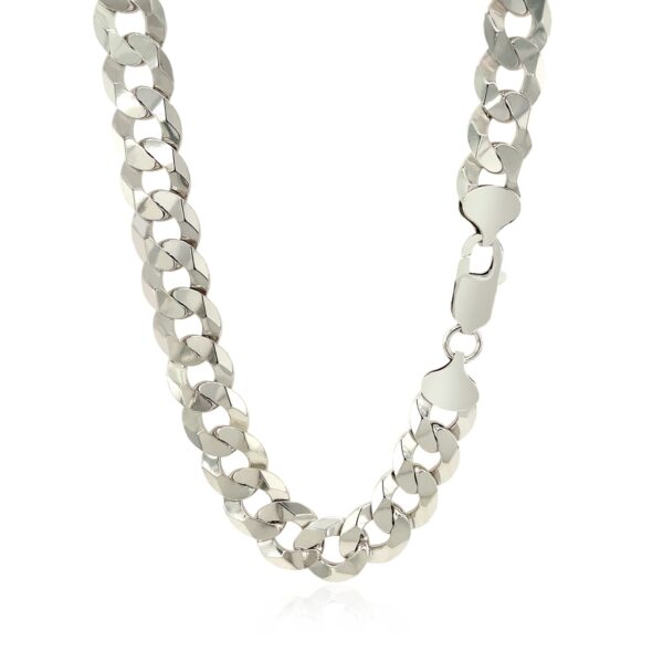 Rhodium Plated Sterling Silver Curb Style Chain (10.20 mm) - Image 3