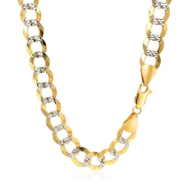 14k Two Tone Gold Pave Curb Chain (8.30 mm) - Image 3