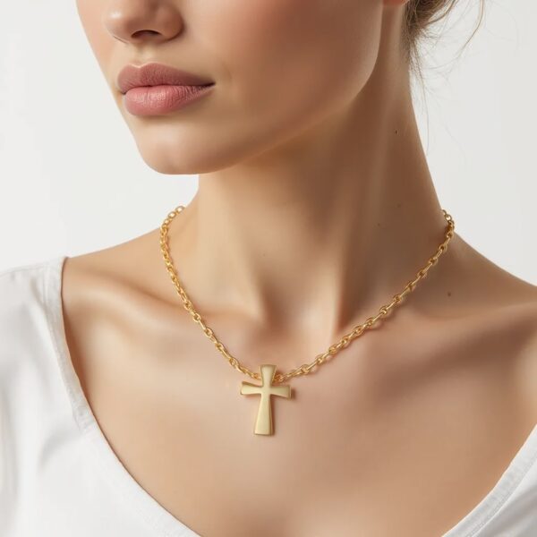 14k Yellow Gold with Cross Pendant - Image 2