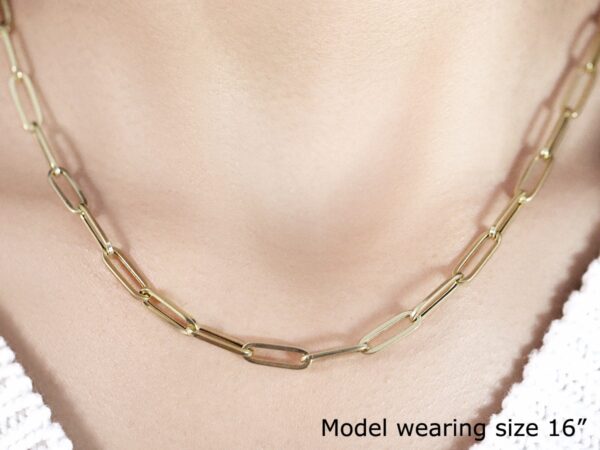 14K Yellow Gold Bold Paperclip Chain (4.20 mm) - Image 6