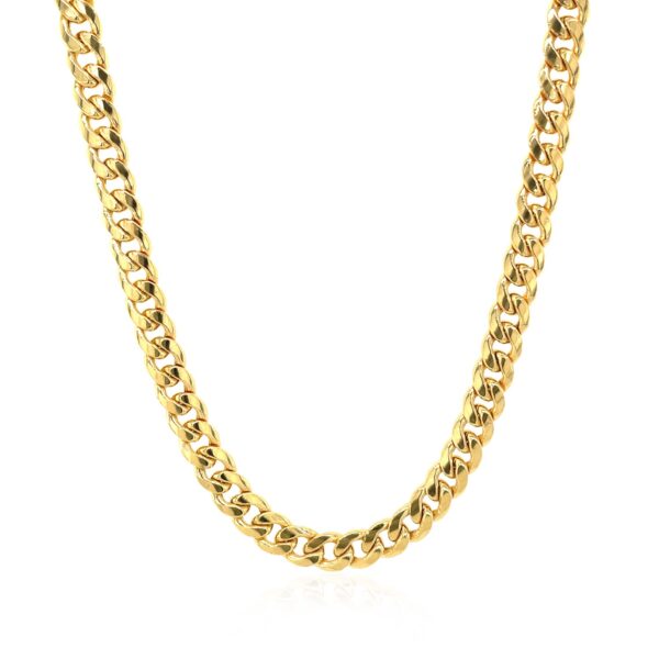 14k Yellow Gold Miami Cuban Semi Solid Chain (4.50 mm) - Image 5