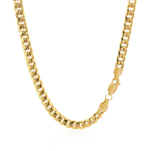14k Yellow Gold Miami Cuban Semi Solid Chain (4.50 mm) - Image 3
