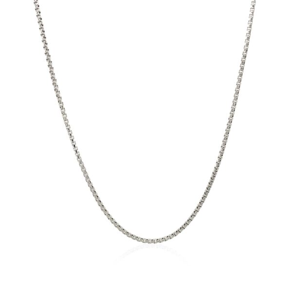 Sterling Silver Rhodium Plated Round Box Chain (1.30 mm) - Image 2