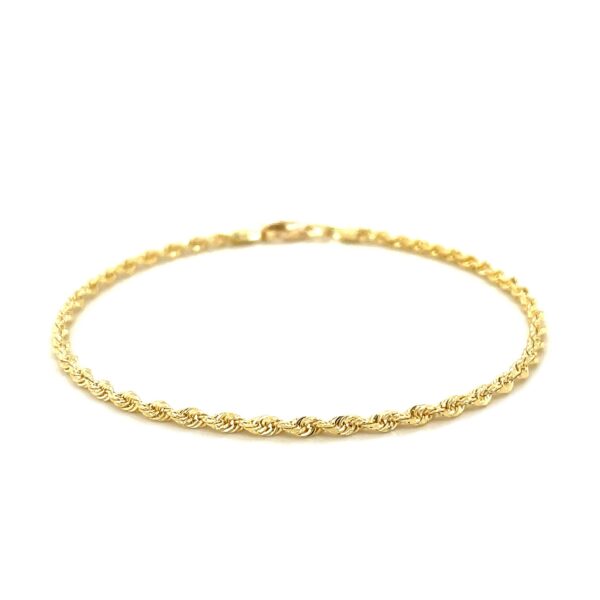 10k Yellow Gold Solid Diamond Cut Rope Bracelet (2.50 mm) - Image 2