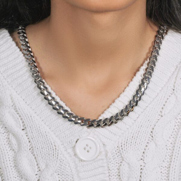 14k White Gold 22 inch Polished Curb Chain Necklace - Image 6