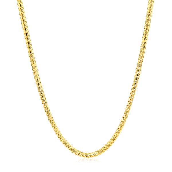 14k Yellow Solid Gold Diamond Cut Round Franco Chain (2.20 mm) - Image 2