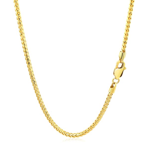 14k Yellow Solid Gold Diamond Cut Round Franco Chain (2.20 mm) - Image 3