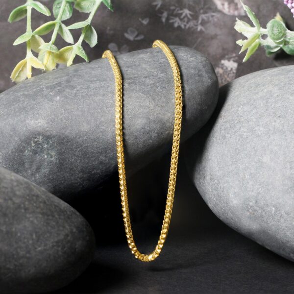 14k Yellow Solid Gold Diamond Cut Round Franco Chain (2.20 mm) - Image 4