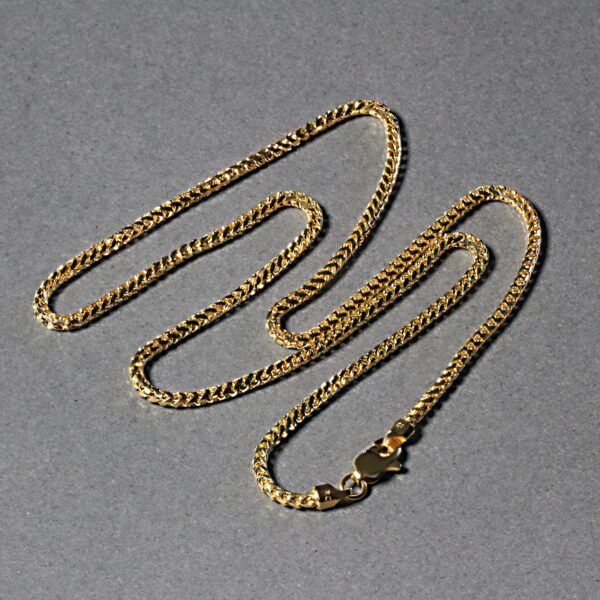 14k Yellow Solid Gold Diamond Cut Round Franco Chain (2.20 mm) - Image 6