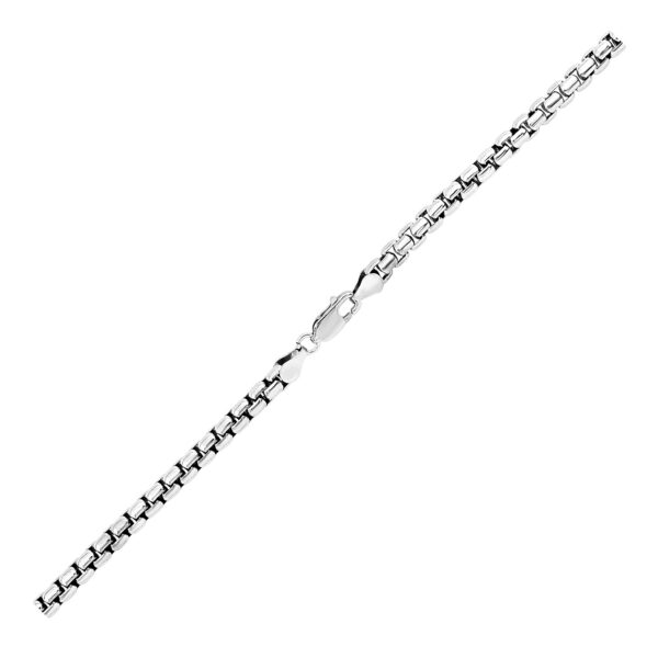 Sterling Silver Rhodium Plated Round Box Bracelet  (5.20 mm) - Image 2
