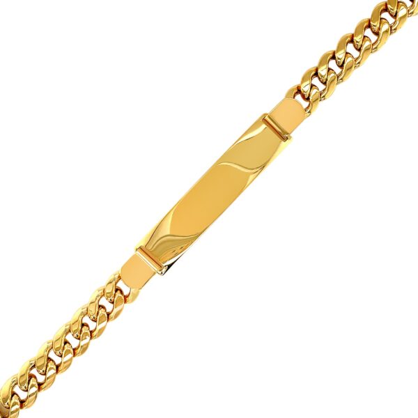 14k Yellow Gold Mens ID Cuban Chain Bracelet (8.00 mm) - Image 2