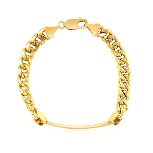 14k Yellow Gold Mens ID Cuban Chain Bracelet (8.00 mm) - Image 3
