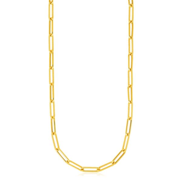 14k Yellow Gold Textured Paperclip Chain (3.5 mm) - Image 2