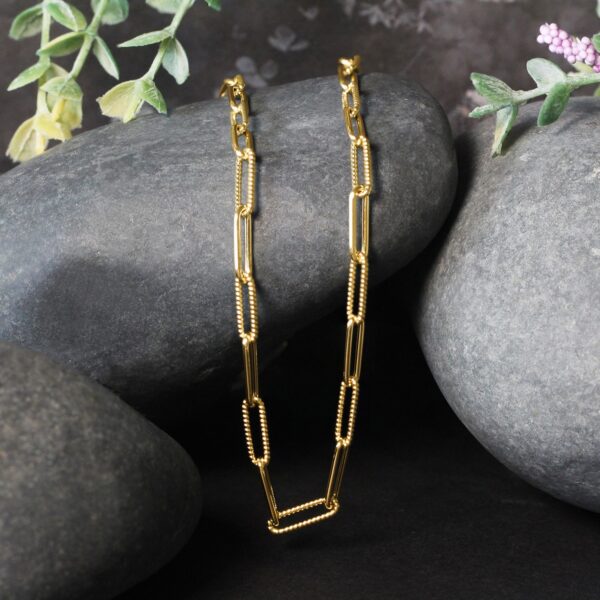 14k Yellow Gold Textured Paperclip Chain (3.5 mm) - Image 3