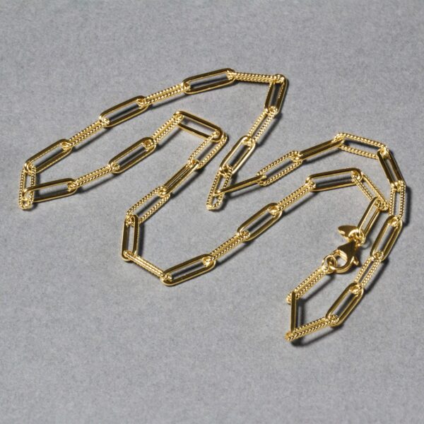 14k Yellow Gold Textured Paperclip Chain (3.5 mm) - Image 4