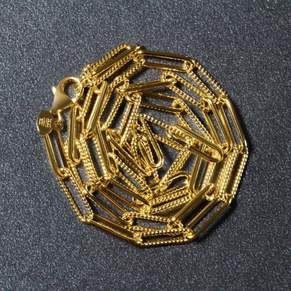 14k Yellow Gold Textured Paperclip Chain (3.5 mm) - Image 5