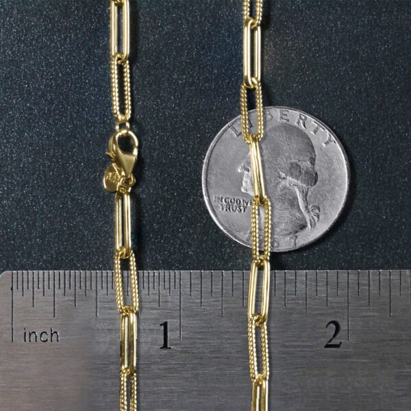 14k Yellow Gold Textured Paperclip Chain (3.5 mm) - Image 6