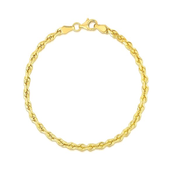 10k Yellow Gold Solid Diamond Cut Rope Bracelet (4.00 mm) - Image 2