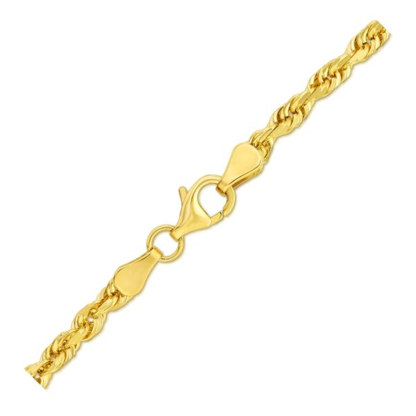 10k Yellow Gold Solid Diamond Cut Rope Bracelet (4.00 mm) - Image 3