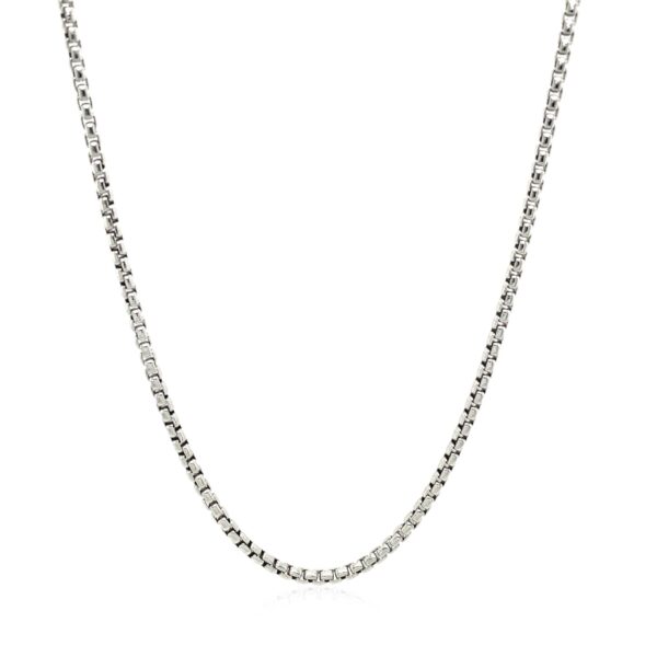 Sterling Silver Rhodium Plated Round Box Chain (1.80 mm) - Image 2