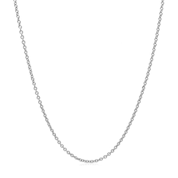 14k White Gold Round Cable Link Chain (1.30 mm) - Image 2