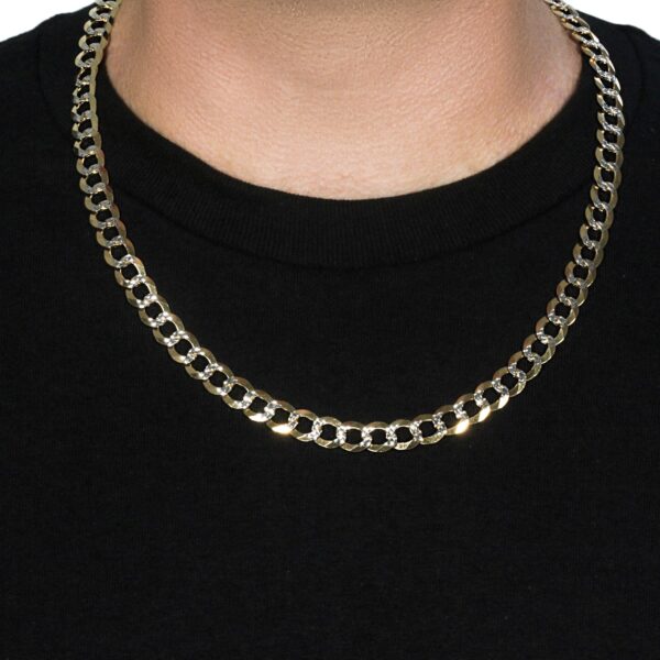 10 mm 14k Two Tone Gold Pave Curb Chain (9.70 mm) - Image 3