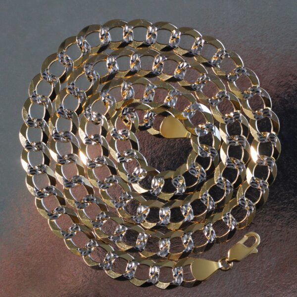 10 mm 14k Two Tone Gold Pave Curb Chain (9.70 mm) - Image 6