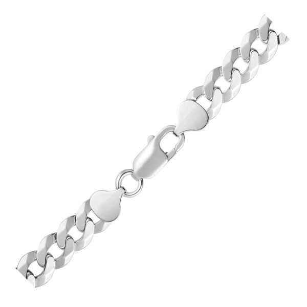 Rhodium Plated Sterling Silver Curb Style Bracelet (8.40 mm) - Image 3
