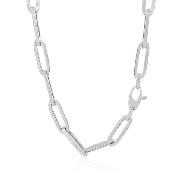 14K White Gold Wide Paperclip Chain (6.10 mm) - Image 3
