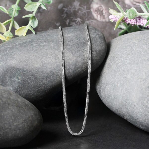 14k White Gold Foxtail Chain (1.00 mm) - Image 5